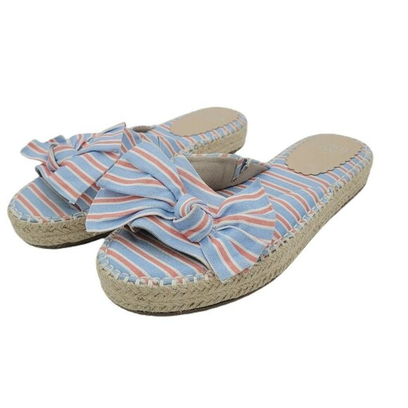 Crown & Ivy Keisha Flatform Bow Slide Striped Sandals Size Small - Picture 1 of 9